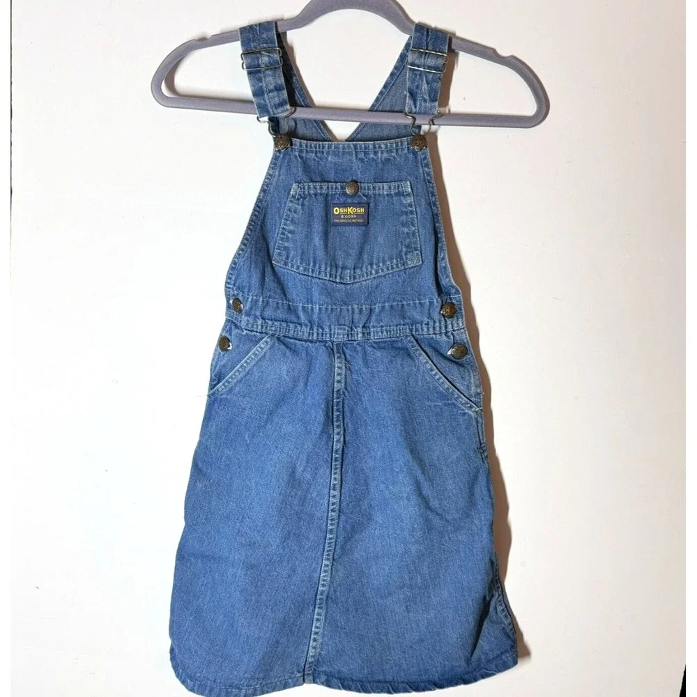 Vintage Osh Kosh Denim Jumper Dress Sz‎ 6 READ Bib Overall Made USA 31